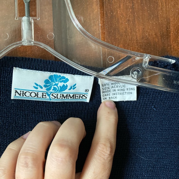 Navy blue vintage 80s cardigan size M - Picture 2 of 2